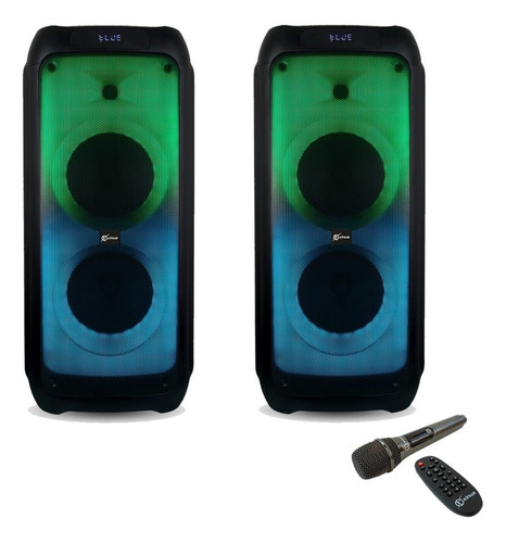 Set X2 Parlantes Fiesta Bluetooth Karaoke Rgb 3500w Xinua