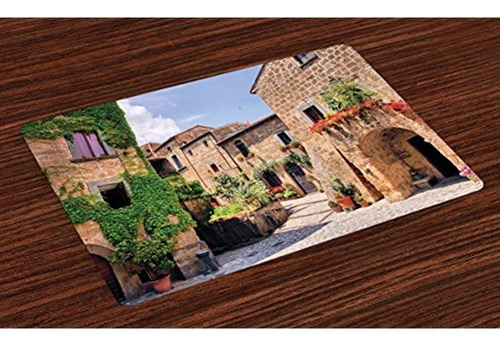 Lunarable Tuscany Place Mats Set De 4 Calles Italianas En El