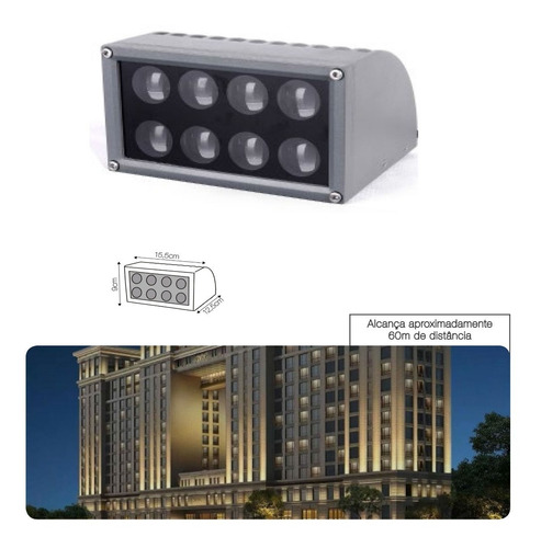 Projetor Led Ip65 8*3w Atinge Ate 60m Muro Predio Museu