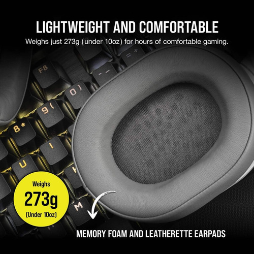 Imagen 8 de 10 de Auricular Gamer Corsair Hs55 Surround Blanco 7.1 Pc Ps Xbox