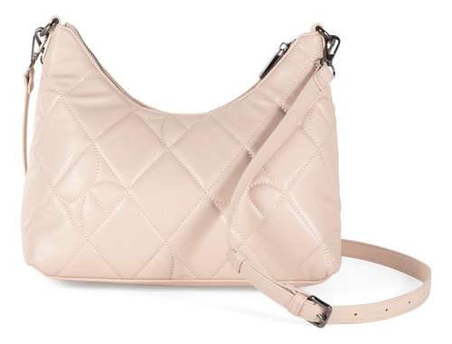 Bolsa Hobo Cloe Para Mujer Acolchado En Forma De Rombos Color Nude