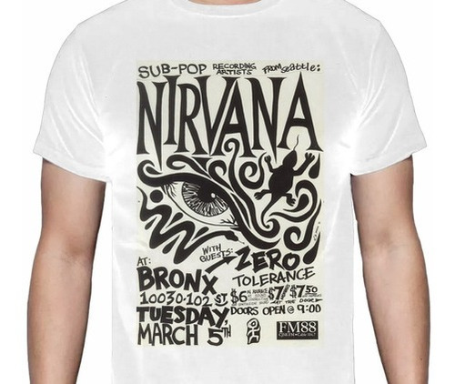 Nirvana - Poster - Blanca -  Rock - Polera- Cyco Records