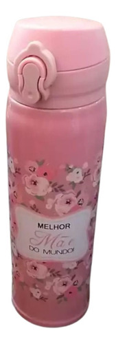 Garrafa Termica Inox 450 Ml Melho Mãe Do Mundo Cor Rosa