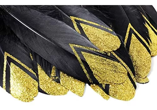 HaiMay 20 plumas doradas para manualidades, bodas, decoración de fiesta en  el hogar, 12-14 pulgadas, plumas de ganso grandes doradas