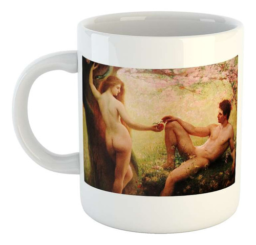 Taza Ceramica Adan Y Eva Biblia Pintura Ilustracion M4