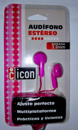 Audifono Ginga 3.5 Mm Colores Varios Rosa