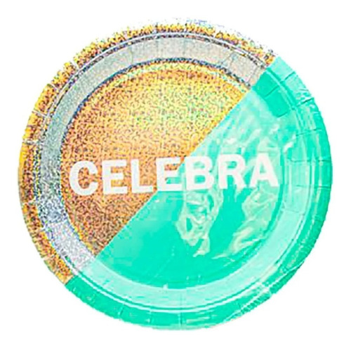 Plato Polipapel Celebra Celeste Plateado X6 Uni