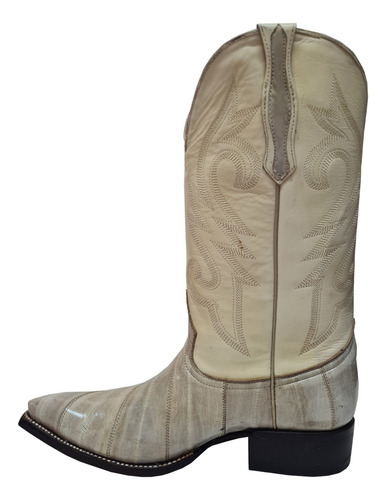 Botas Vaquera Piel De Anguila Original Color Hueso