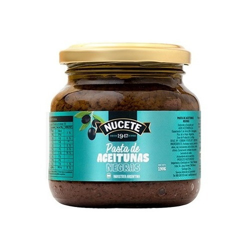 Imagen 1 de 2 de Pasta De Aceitunas Negras Nucete 190 Gr