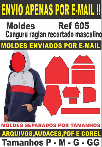 Moldes Canguru Raglan Recortado Masculino