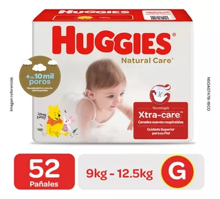 Pañal Huggies Natural Care Xtracare Talla G 52 Unid