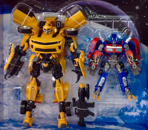 Transformers 2 En 1 Bumblebe Con Sonido Y Optimus Prime Caja