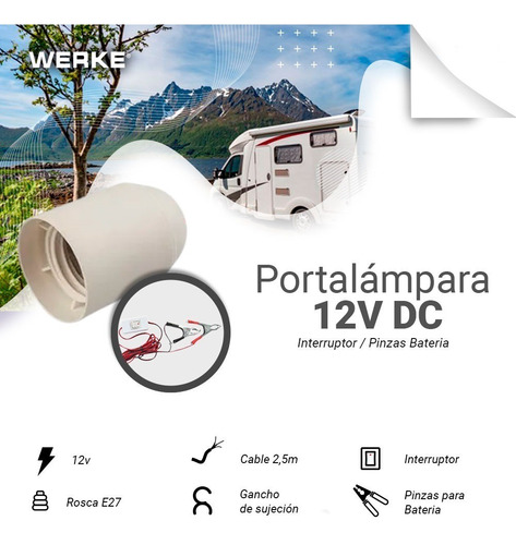 Imagen 4 de 5 de Kit Lámpara+portalámpara+interruptor+pinzas 12v X10u Pr1206