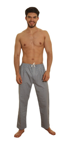 Imagen 2 de 7 de Pijama Hombre Pantalon Largo Tela Estampada Puro Algodon