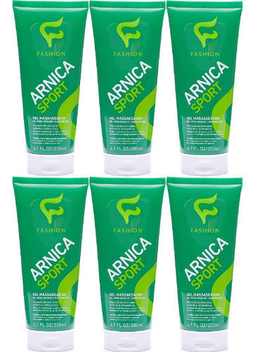 Kit Com 6 Gel Massageador Arnica Sport Fashion 200g