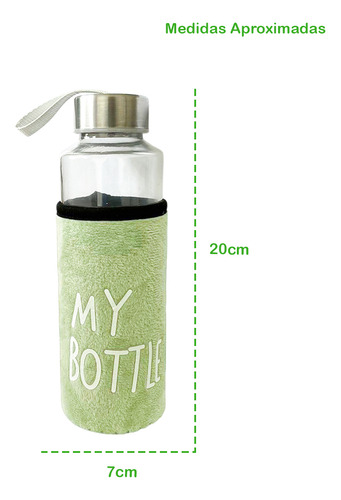Garrafa De Vidro Com Capa My Botter Neopreme 400ml Chá Agua