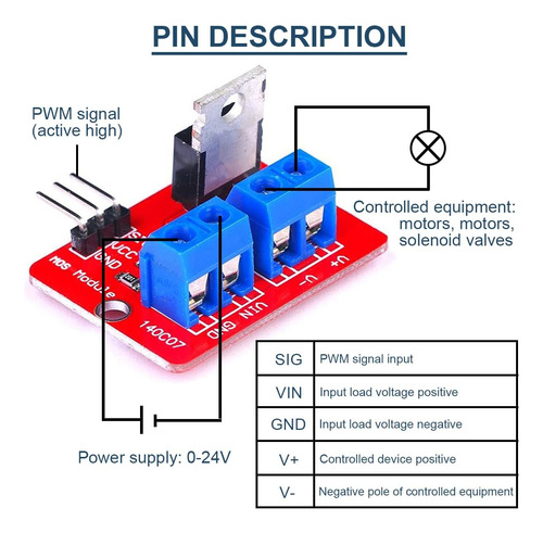 Daokai 10pcs Módulo Del Controlador Mosfet Tube Efecto De 5v