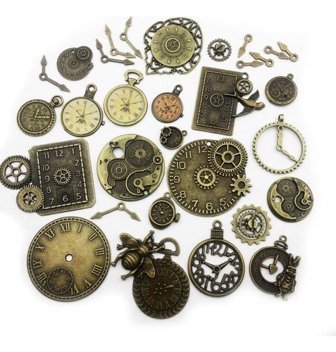 30 Piezas De Bronce Antiguo Mezcla Esqueleto Steampunk Relo.