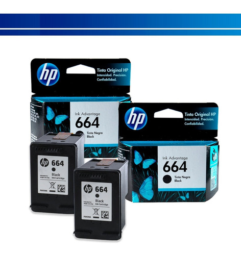 Combo 2 Cartuchos Hp 664 Tinta Original Negra F6v29al