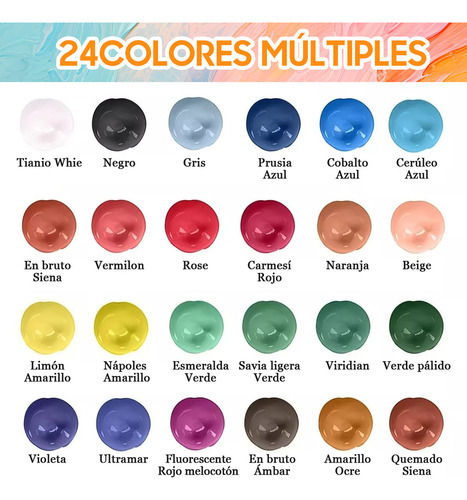 24 Colores Kit De Pinturas Acrilicas Con 10 Óleo Pincel Y Paleta De Mezcla,lienzo Y Exquisita Caja,pinturas No Tóxicas Para Artistas Y Pintores De Pasatiempos,juego De Pintura Artistica De Alta Calida