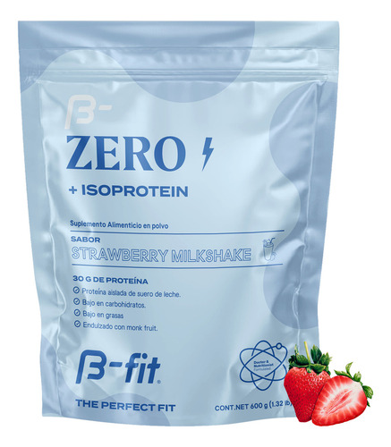 Proteína Aislada De Suero De Leche Zero, Sabor Fresa - 600g