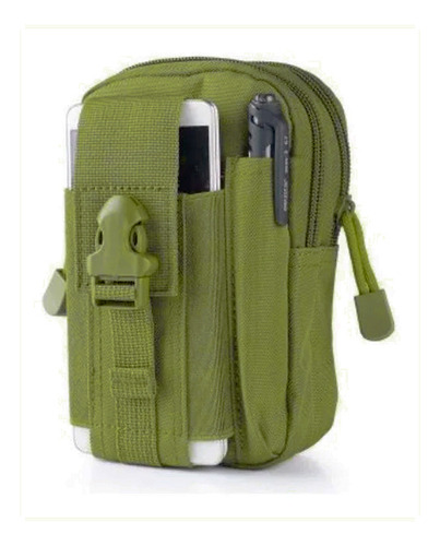 Mini Bolsa Tática Pochete De Cintura Militar Cor Verde Desenho Do Tecido Lisa