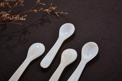 Colher Y Duebel Para Servir Caviar, Madreperla Blanca Ab×10
