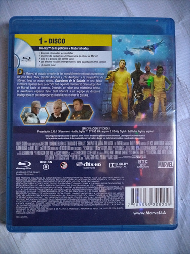 Guardianes De La Galaxia Película Blu-ray Original (Usado)