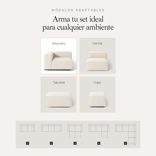 Sillón Modulo Esquinero Latt Lino Dalton