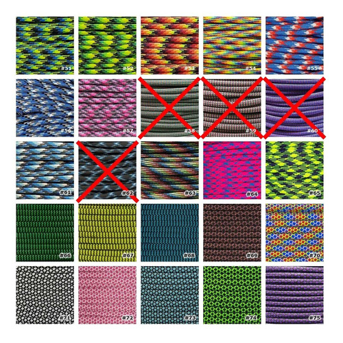 Imagen 3 de 6 de Paracord 5 Metros Cuerda 550 Tipo 3 - 50 Colores Made In Usa