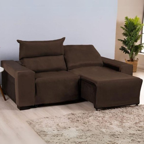 Presente De Natal Capa Sofá Retrátil 2 Lugares Elastex Nobre Cor 60cm - Tabaco Liso