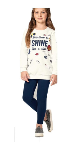 Conjunto Moletom Infantil Menina Tamanhos 1/2/3 Shine