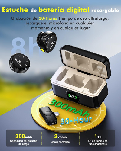 Micrófono De Solapa Inalámbrico Lavalier Cancelacion Ruido Negro Omnidireccional Para Vlog, Streaming, Tiktok, Podscat