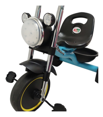 Triciclo Infantil Para Niños Con Canasto Salpicadera Luz Y Color Azul