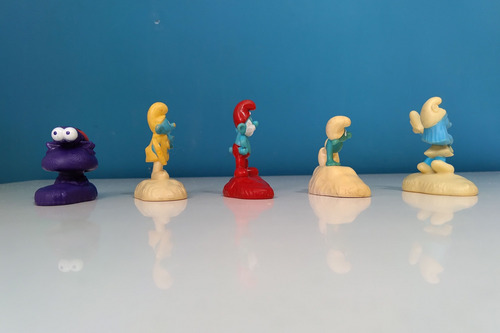 Muñecos Pitufos Con Base X 5 - Coleccion 2017 !!! (Usado)