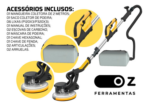 Lixadeira Parede Teto 750w C/led Com Lixas