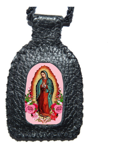 Escapulario Religioso De La Virgen De Guadalupe En Piel Mano