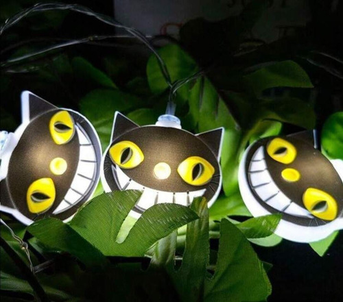 Varal De Led Halloween - Gato Luzes Amarelo 110v/220v