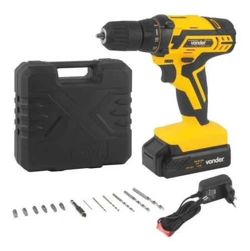 Furadeira A Bateria Vonder Portatil Profissional Kit Maleta