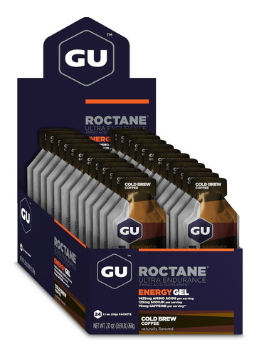 Imagen 1 de 1 de Suplemento en gel GU  Roctane Energy Gel carbohidratos sabor cold brew coffee en caja de 768g 24 un