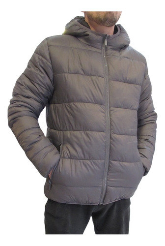 Campera Abrigo Reversible Gris - Negro Masc