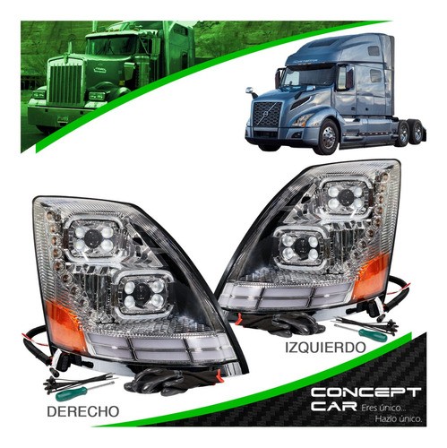 Par Faro Unidad Volvo Vnl 3g Lupa Led Gel Performance Cromo