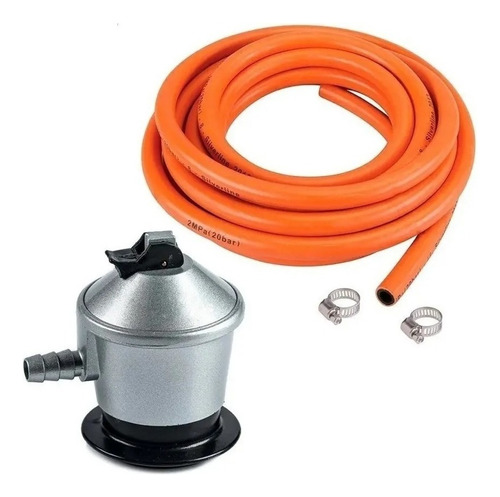 Regulador De Gas Licuado + Manguera 2 Mts + Abrazaderas