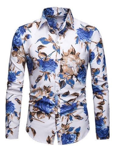 Camisa Casual De Flores De Manga Larga For Hombre