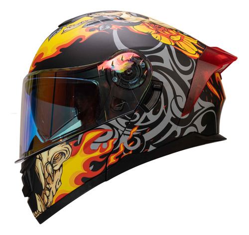 Casco Alfa Skull Snake Con Led Dot Mica Premium Night Vision