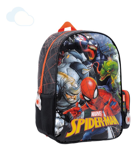 Mochila Espalda 16 Pulgadas 38211 Spider Man Orig 40x30x15. Color Negro Diseño De La Tela Spiderman / Negro