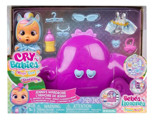 Muñeca Cry Babies Jenna Y Su Armario + 16 Accesorios Set