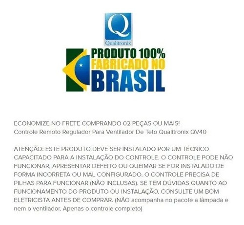 Imagem 4 de 7 de Controle Remoto Para Ventilador De Teto - Qualitronix Qv40