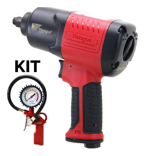Chave De Impacto Pneumática 1/2'' + Calibrador E Manômetro