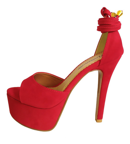 Imagem 2 de 4 de Sandália Vermelha Salto Alto Bellatotti Splendida Rosso
